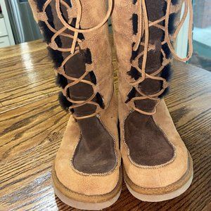 UGG Boots Whitley 5230 Women's Size 8 Brown leather Tall Winter Boots Shoes